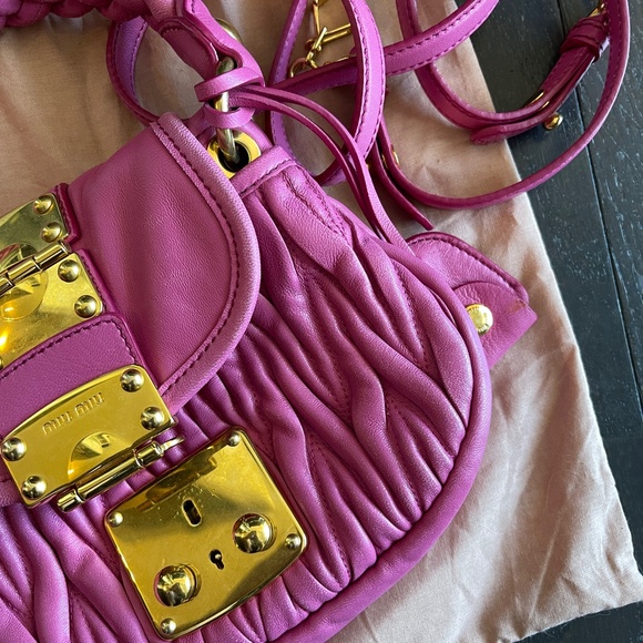 MIU MIU Miu Coffer pink matelasse nappa leather handbag crossbody bag w/dust bag - Picture 6 of 16